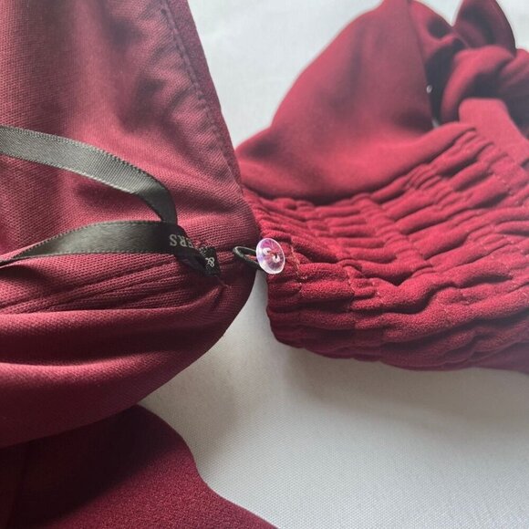 WATTERS & WATTERS BURGUNDY CREPE REMOVABLE SLEEVE FORMAL EVENING DRESS - 22W - Picture 13 of 16